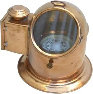 NauticalMart Copper and Brass Binnacle Compass with Oil Lamp Outdoor Camping Gear