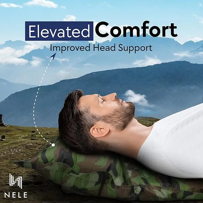 NELE Self Inflating Sleeping Pad 2inch Lifestyle Pad (Camouflage Green)