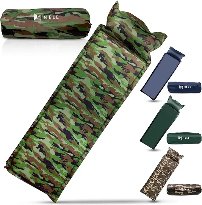 NELE Self Inflating Sleeping Pad 2inch Lifestyle Pad (Camouflage Green)