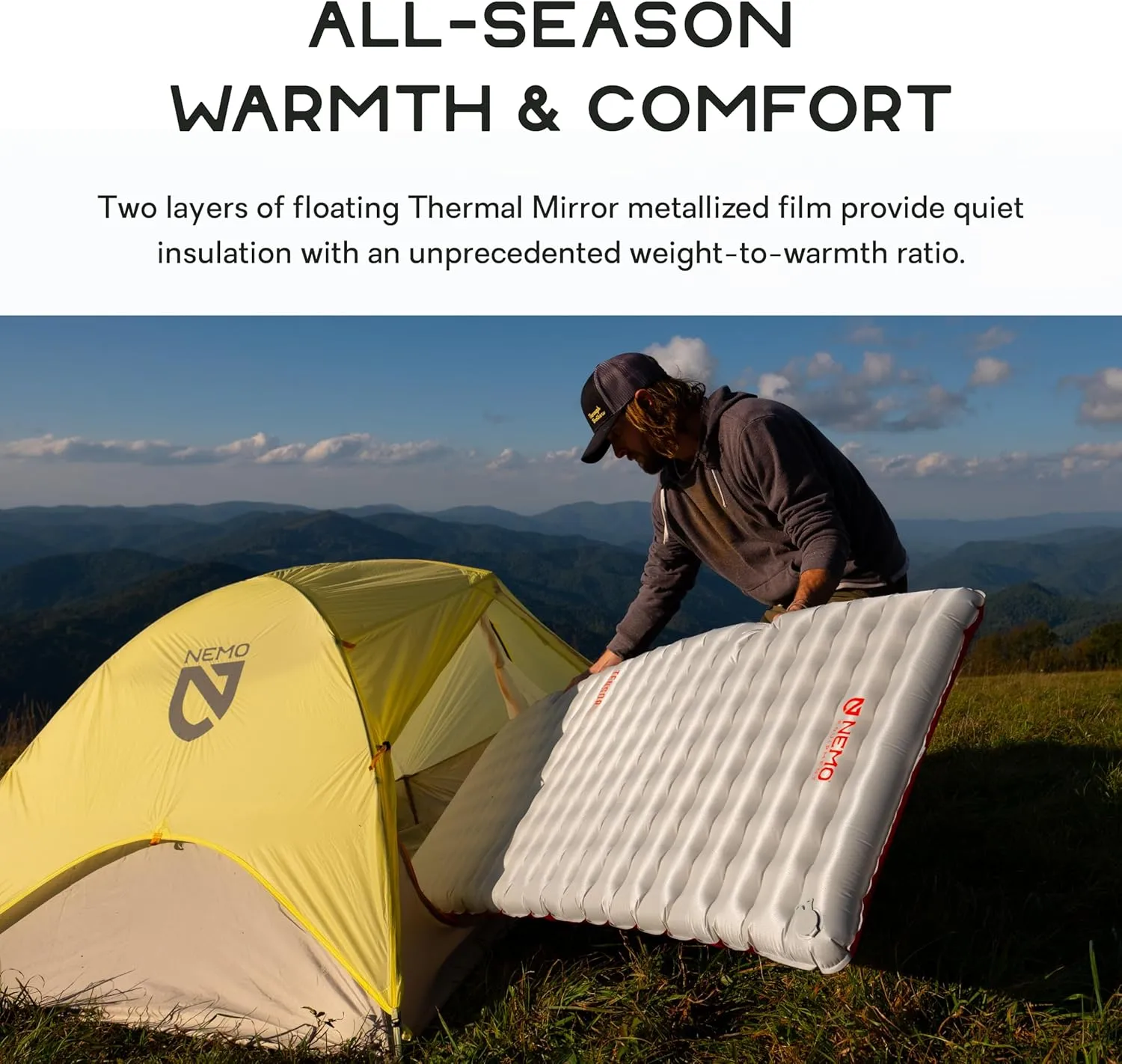NEMO Equipment Tensor All-Season Ultralight Insulated Sleeping Pad - Regular (72"x20") - Blade/Spicy Orange