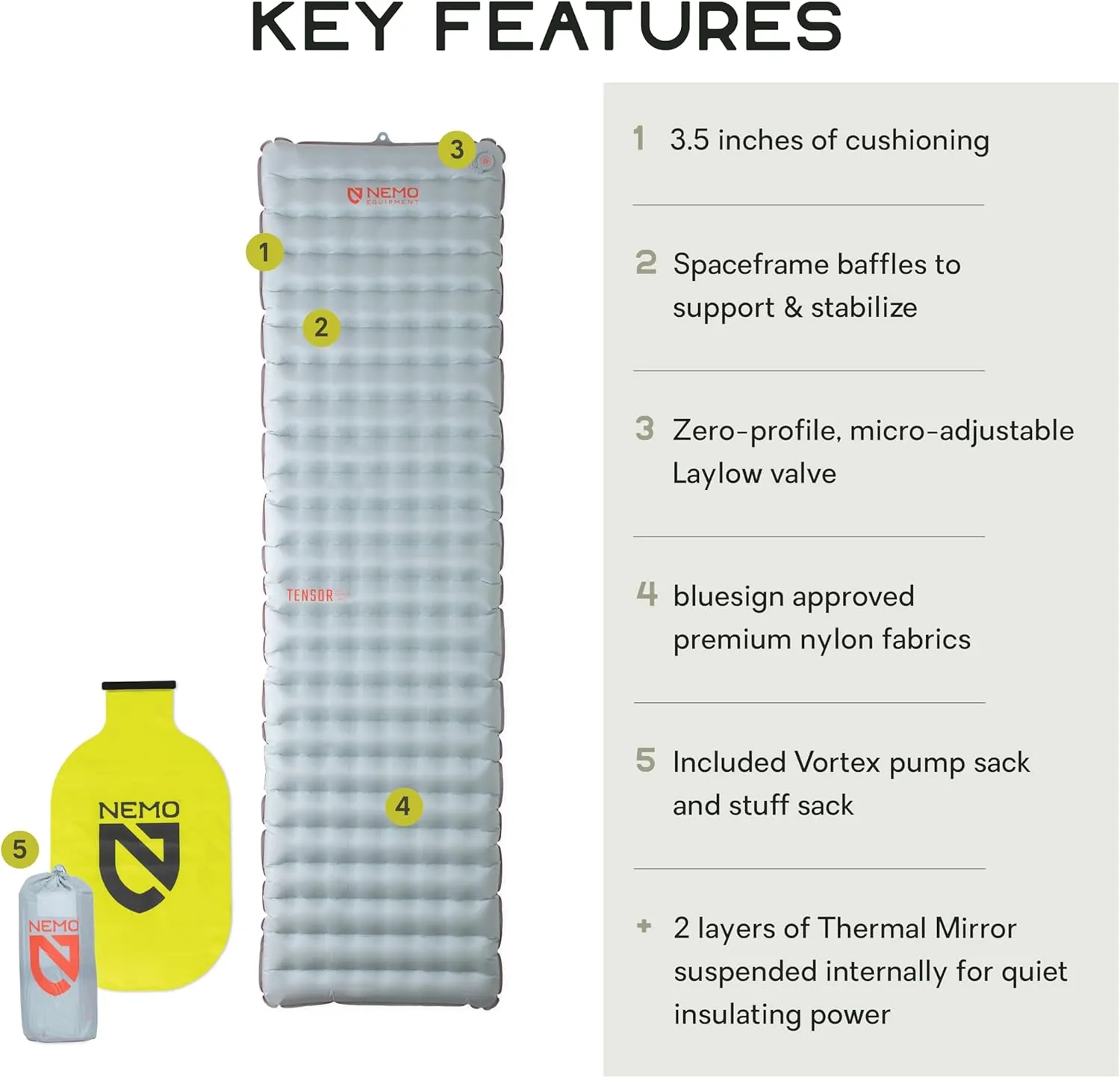 NEMO Equipment Tensor All-Season Ultralight Insulated Sleeping Pad - Regular (72"x20") - Blade/Spicy Orange