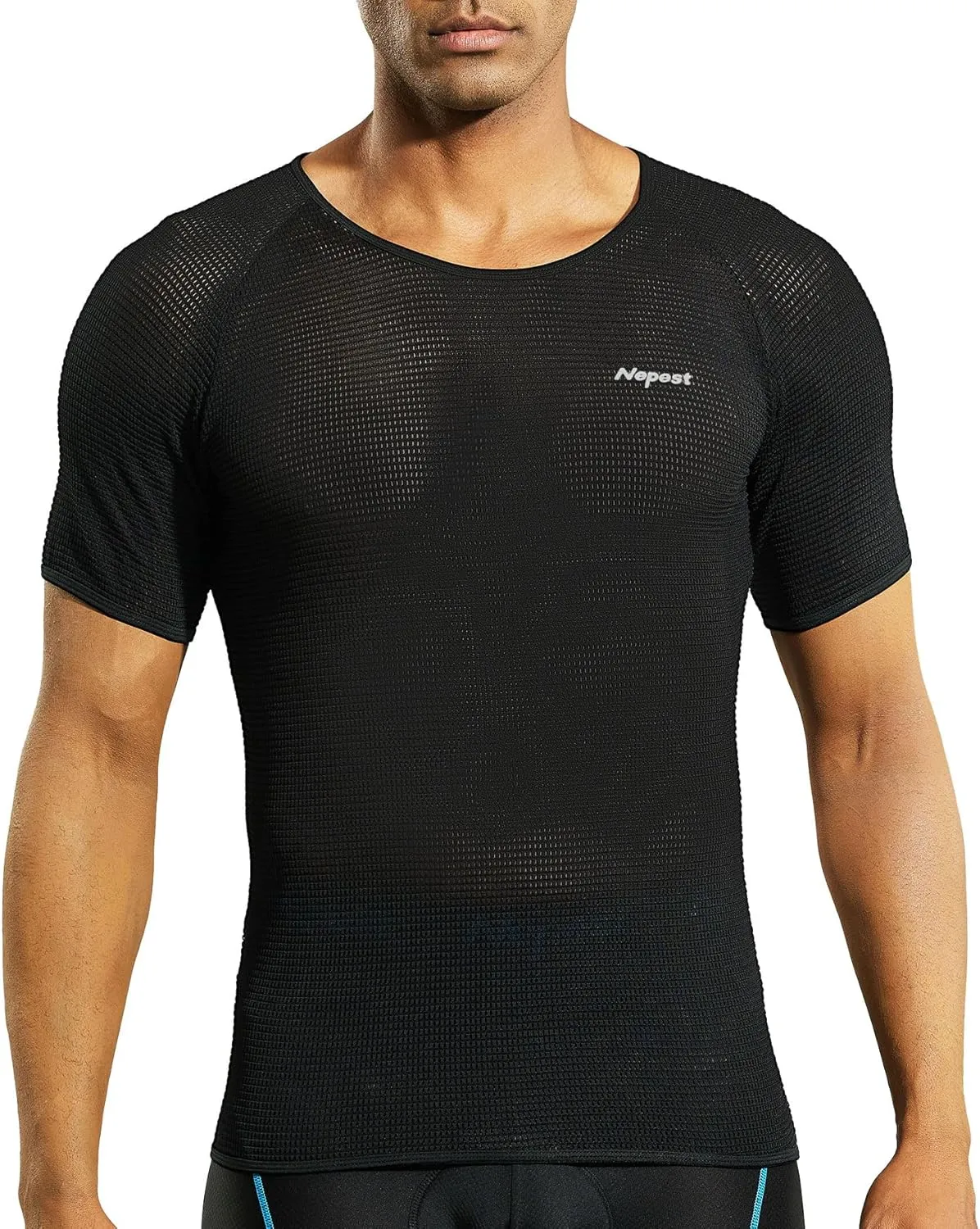 Nepest Mens Vests/Short Sleeve Biking Base Layer Mesh Sleeveless Cycling Baselayer Bicycle Ultralight Undershirts