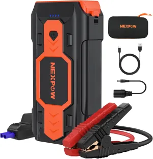 NEXPOW Battery Jump Starter 3000A Car Jump Starter (up to 8.0L Gas/8L Diesel Engines) 12V Car Battery Booster Pack with USB Quick Charge 3.0 and 4 LED Modes Red Blue Warning