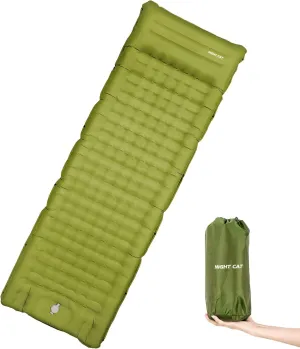 Night Cat Inflatable Sleeping Pads Mat Bed with Foot Pump and Pillow for Camping Backpacking Hiking Ultra-Light Compact Comfortable Extendable