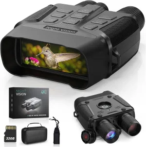 Night Vision Goggles, 4K Full Color Night Vision Binoculars for Adults, 32GB Card to Save Photos and Videos, 1968FT Viewing Range, 5X Digital Zoom, 5000mAh Rechargeable Battery for Camping