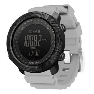 North Edge APACHE 3 Grey Men's Digital Sports Watch - 50m Water Resistant with built-in Altimeter, Barometer and Compass