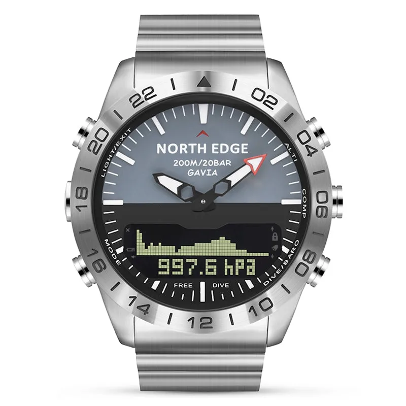 North Edge GAVIA 2 Men's Diving Sport Electronic Watch - Waterproof 200m, Altimeter, Compass
