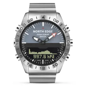 North Edge GAVIA 2 Men's Military Diver's Watch｜Dual Display, Altimeter & Compass