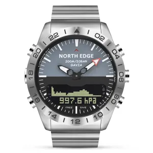 North Edge GAVIA 2 Stainless Steel Dive Watch with Altimeter, Barometer & Compass