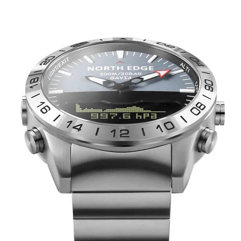 North Edge GAVIA 2 Stainless Steel Dive Watch with Altimeter, Barometer & Compass