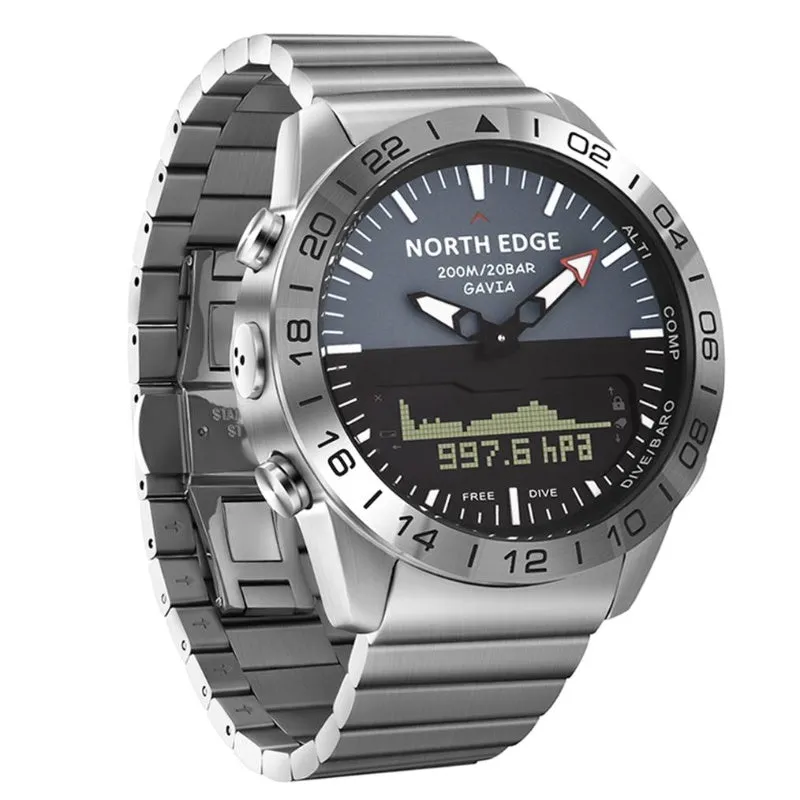 North Edge GAVIA 2 Stainless Steel Dive Watch with Altimeter, Barometer & Compass