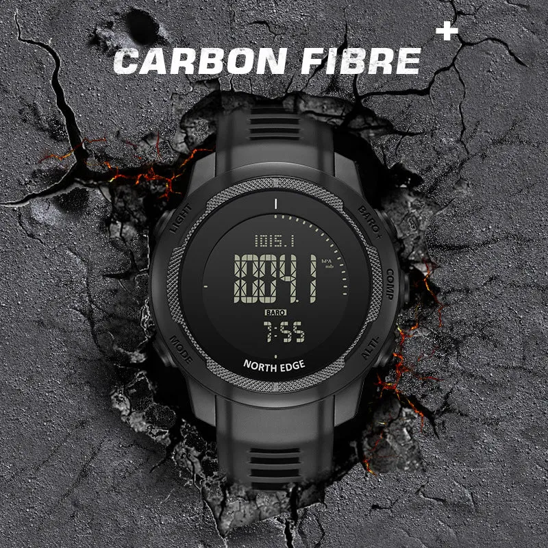 North Edge VERTICO Men's Outdoor Sports Watch - Carbon Fiber Case with Altimeter and Compass