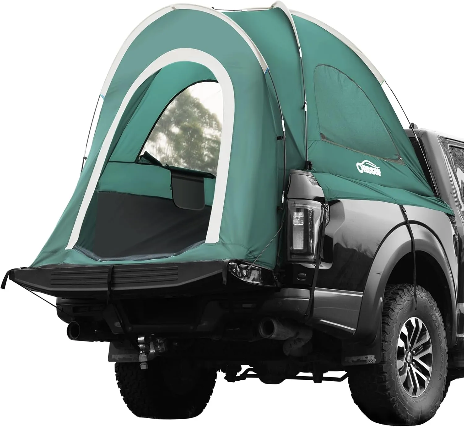 Oasser Pickup Truck Tent,Truck Bed Tent for Camping with Rainfly Waterproof PU2000mm 210D 5.5'-6' Double Layer for 2 Person Rain Cover Included Bag Storage Pocket Spare Fiberglass Pole Green