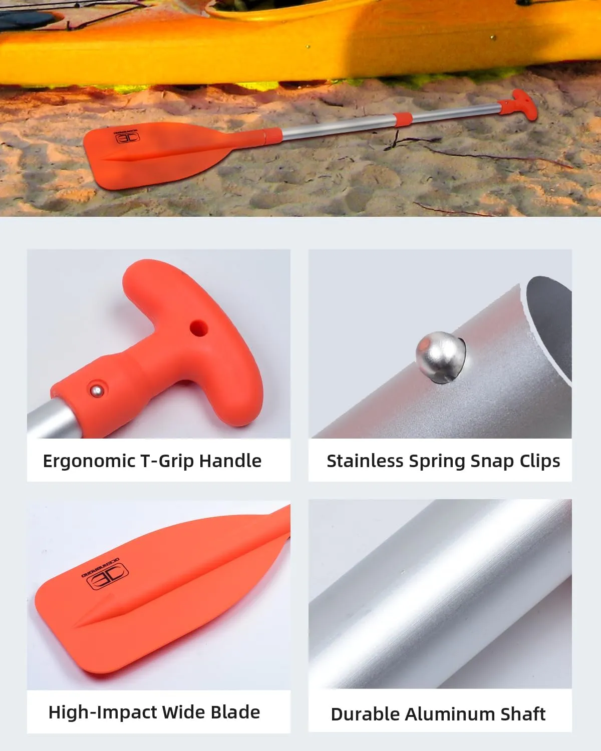 OCEANBROAD Telescoping Emergency Paddle 21''-42''/26''-54'' Aluminium Shaft for Kayaing Boating Canoeing River Tubing