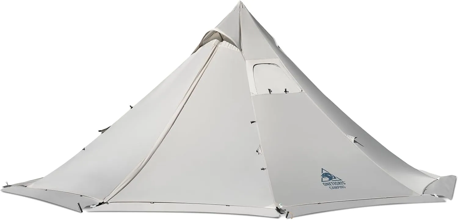 OneTigris Smokey HUT Hot Tent with Stove Jack, Ultralight 4 Season Tipi Tent with Snow Skirt & Detachable Floor for Camping, Hiking, Bushcraft, Backpacking