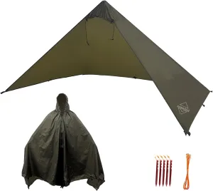 Onewind Lightweight Poncho Shelter, Solitary Shelter Cape Silnylon Emergency Survival Shelter Ultralight Minimalist Shelter for Camping Hiking Backpacking Bug Out Bag