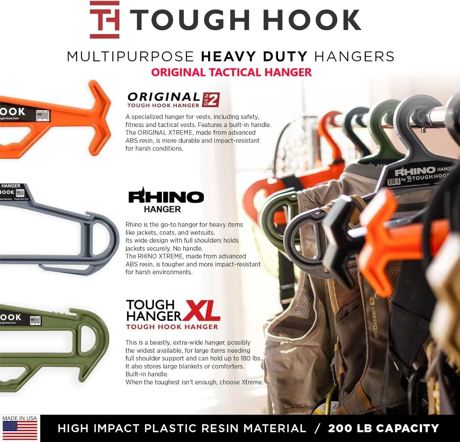 Original Xtreme Krystal Translucent Series Heavy Duty Clear Hangers USA Made Anti-Slip Tactical Hanger for Police Gear,Scuba Gear & Dive BCD,ABS Resin 200-lb Capacity Wetsuit Hanger 1 Pack