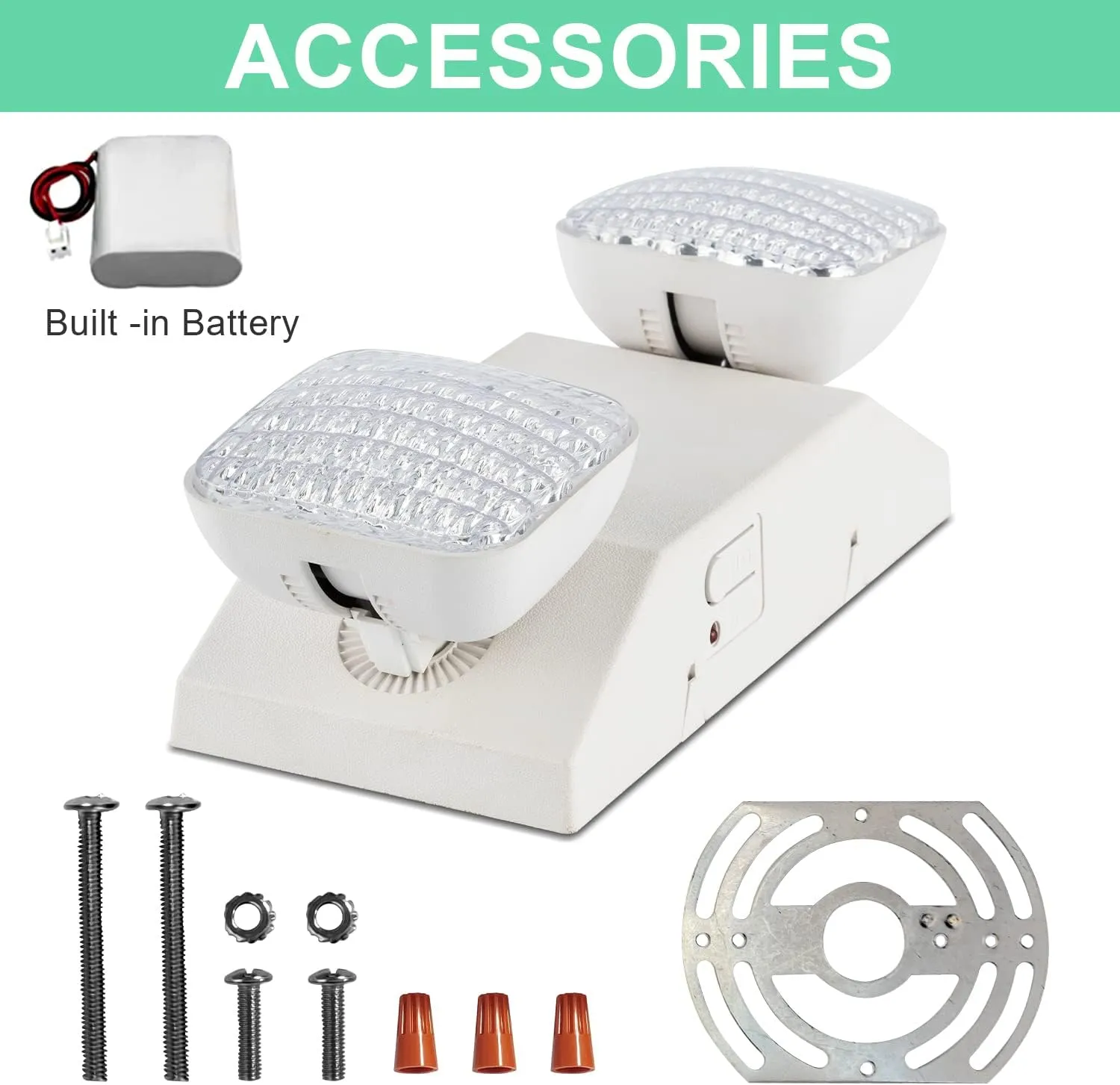 OSTEK LED Emergency Exit Lighting Fixtures with 90 Minutes Long Backup Batteries， US Standard Adjustable Integrated LED Emergency Light，ABS Fire Resistance (1 Pack)
