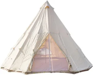 Outdoor Backpack Tent Foldable Tent Canvas Outdoor Luxury Camping Farmhouse BBQ Dining Tent Thicken Rainproof Tent Night Cat Camping Tent (Beige 4M) (Beige 4M)