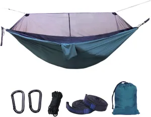 Outdoor Camping Hammock,Double Hammock with Mosquito Net,Lightweight Portable Hammock,Parachute Hammock for Travel Beach Dark Green 260x140cm