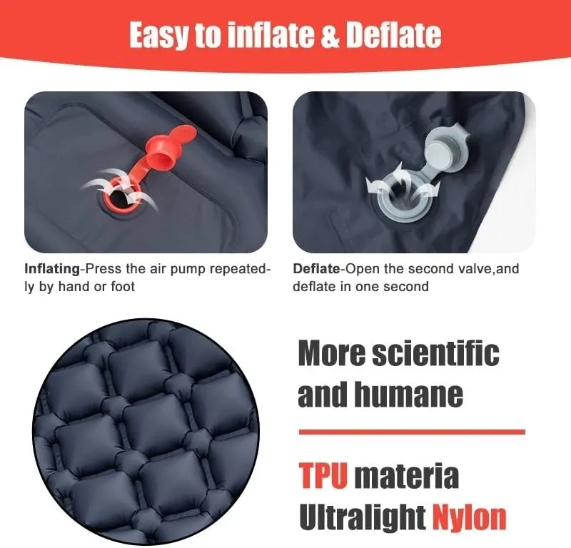 Outdoor Camping Inflatable Mattress Sleeping Pad with Pillows Ultralight Air Mat Built in Inflator Pump Hiking (Camoulfage Color)
