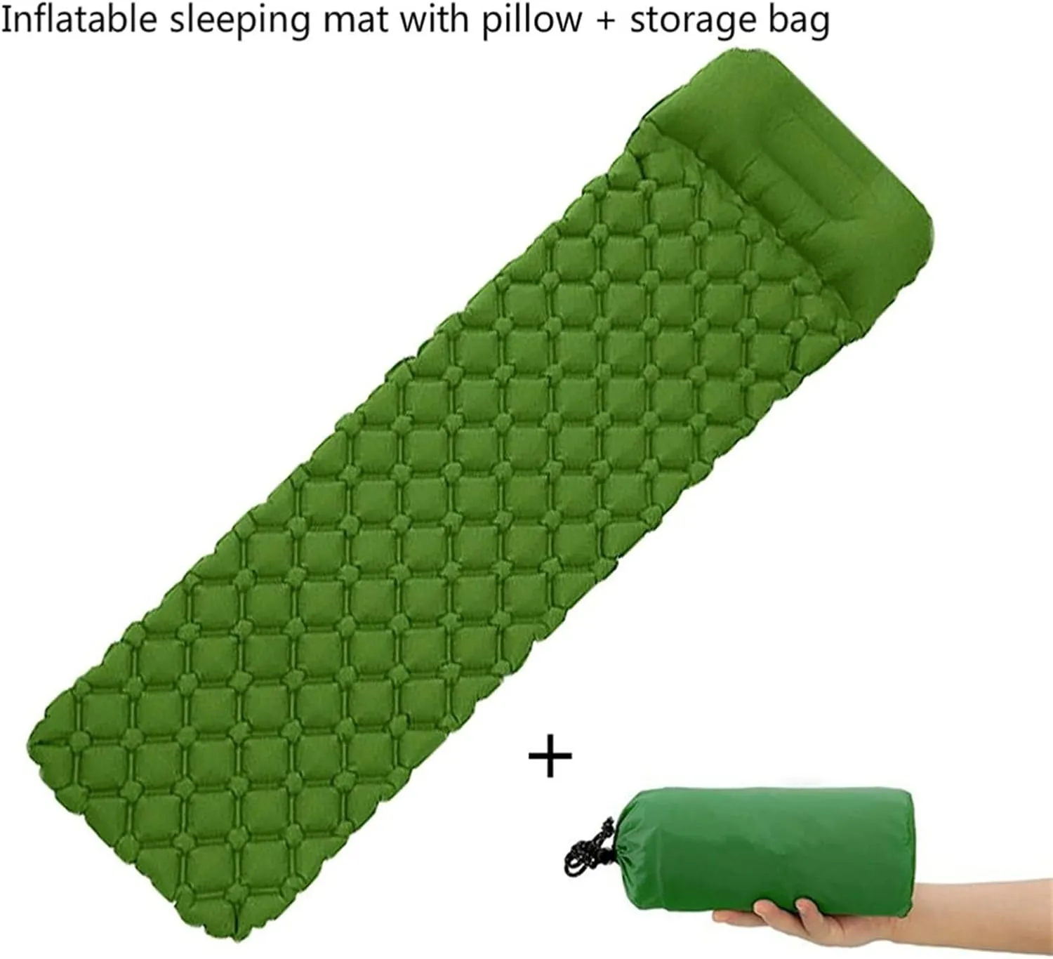 Outdoor Camping Sleeping Pad Inflatable Air Mattresses Outdoor Mat Furniture Bed Ultralight Cushion Pillow Hiking Trekking, Camping Sleeping mat (Orange3 190x56x5cm (Green 2 190x56x5cm)