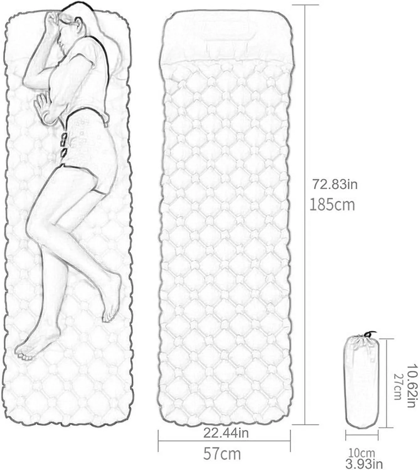 Outdoor Camping Sleeping Pad Inflatable Air Mattresses Outdoor Mat Furniture Bed Ultralight Cushion Pillow Hiking Trekking, Camping Sleeping mat (Orange3 190x56x5cm (Green 2 190x56x5cm)
