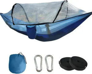 Outdoor Hammock,Ultralight Hammock with Mosquito Net,Portable Camping Hammock,Nylon Parachute Hammock for Travel Beach Blue 260x140cm