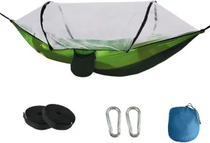Outdoor Hammock,Ultralight Hammock with Mosquito Net,Portable Camping Hammock,Nylon Parachute Hammock for Travel Beach Green 260x140cm