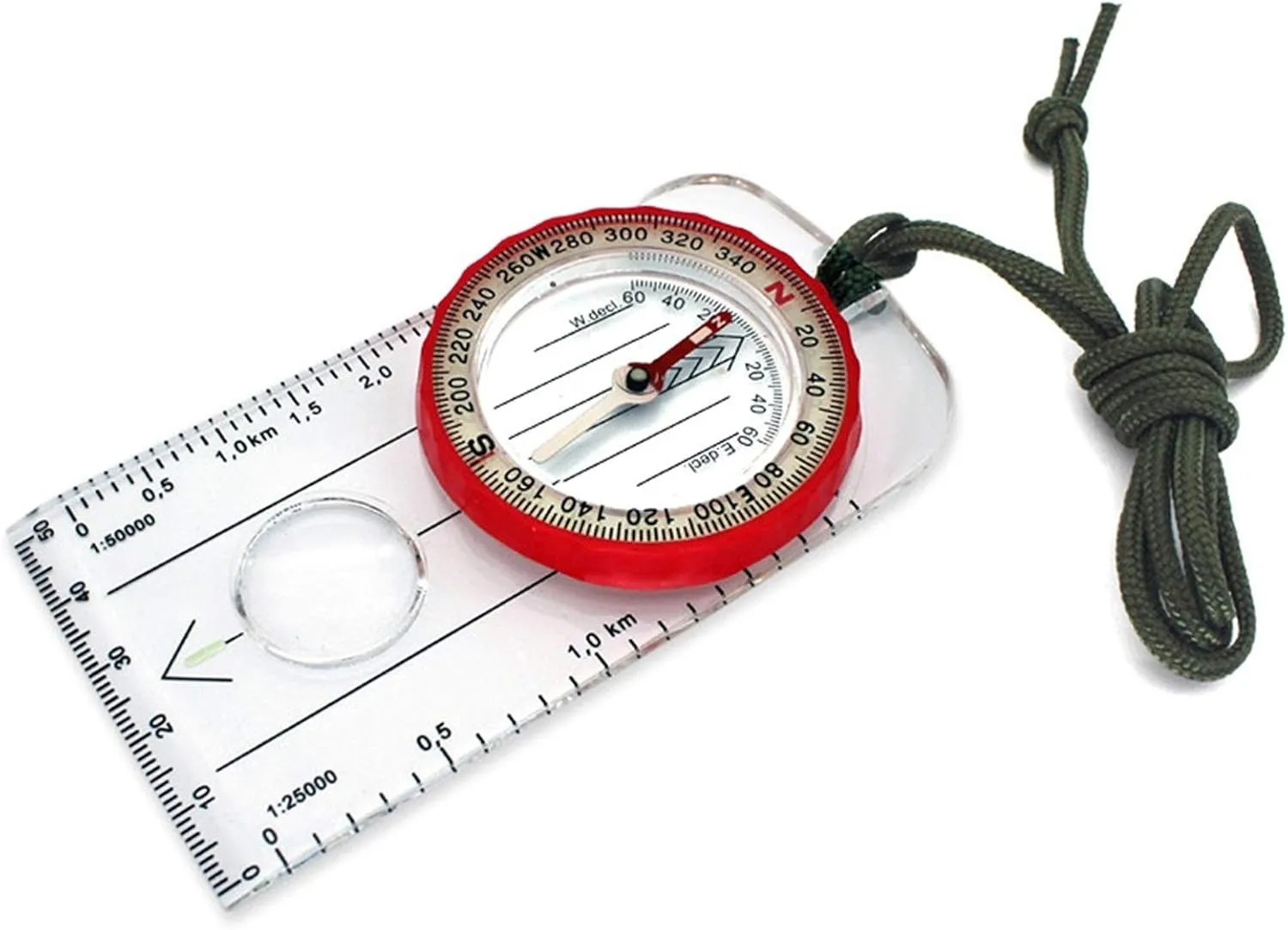 Outdoor Multi-Function Drawing Compass, North Needle with Magnifying Glass, Scale Bar, Luminous Function, Clearer and More