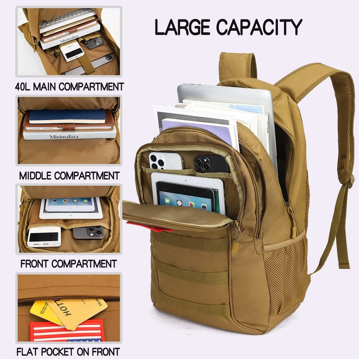 outdoor plus Camo Backpack for Boys,Military Teen Backpack with USB Port, Army Bookbag for School