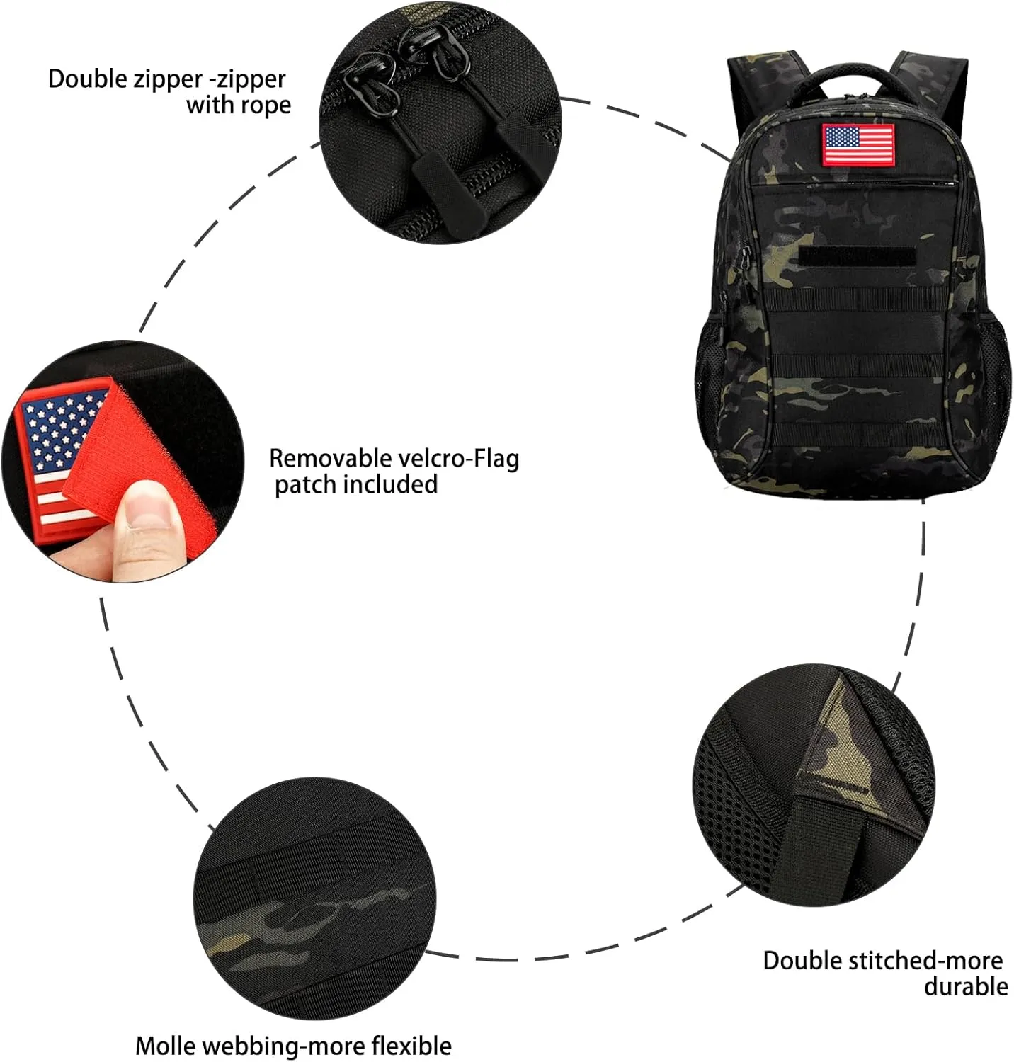 outdoor plus Camo Backpack,Military Boys Backpacks for School,Army Bookbag with USB Charging Port,30l/40L