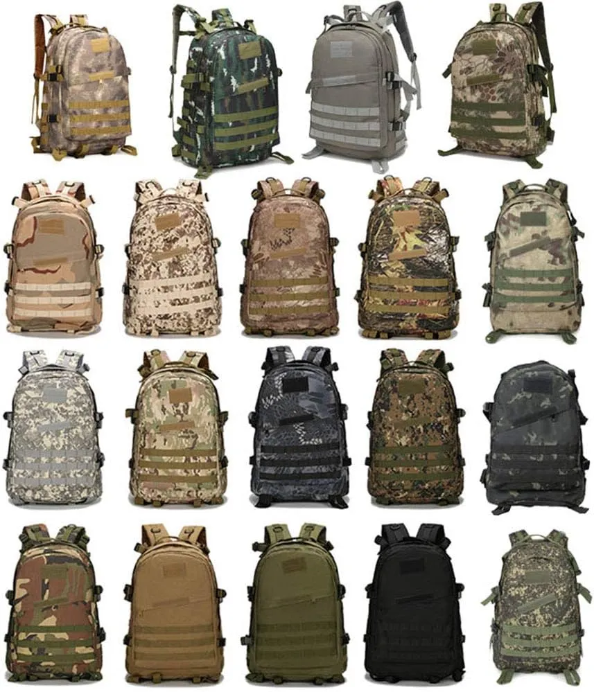 Outdoor Sports Pack Hiking Bag Tactical Rucksack Camo Knapsack Combat Camouflage Tactical 30L Molle 3D Backpack - Black CP