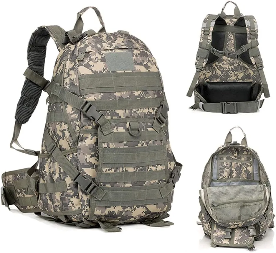 Outdoor Sports Pack Hiking Bag Tactical Rucksack Camo Knapsack Combat Camouflage Tactical Molle 40L Backpack - CP