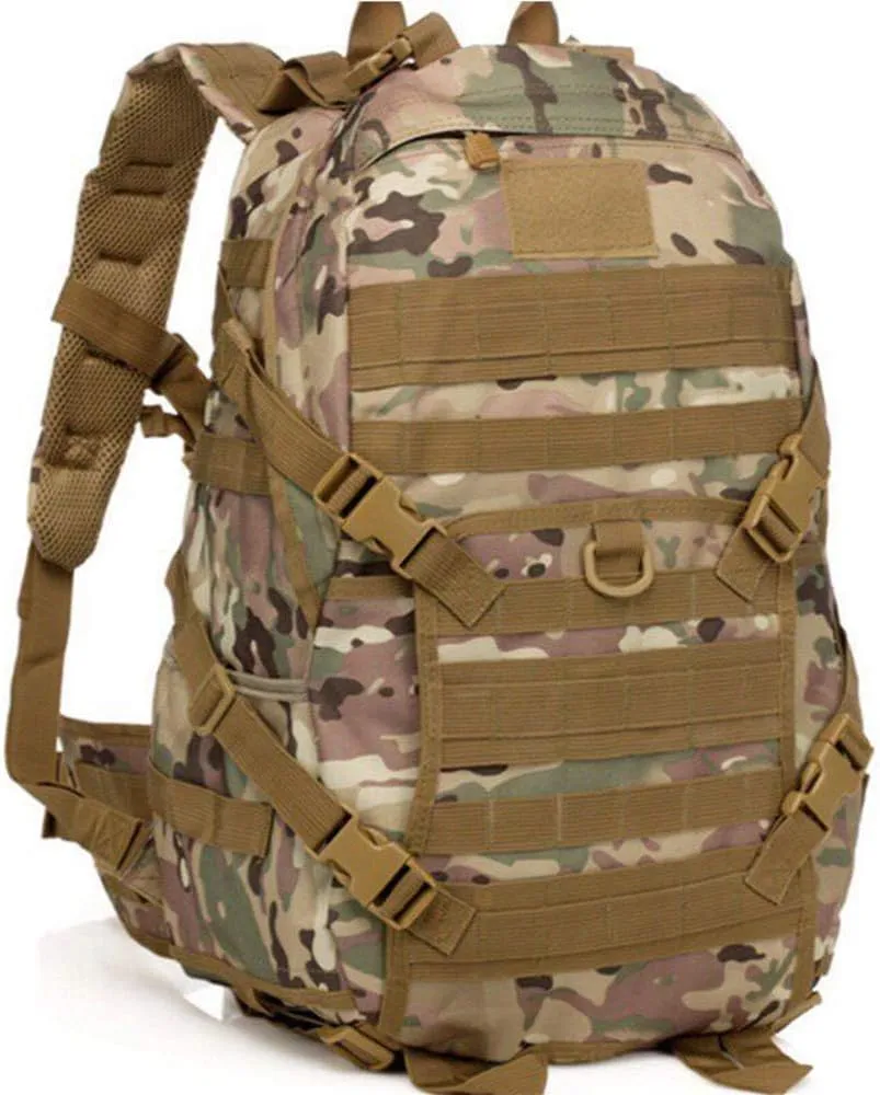 Outdoor Sports Pack Hiking Bag Tactical Rucksack Camo Knapsack Combat Camouflage Tactical Molle 40L Backpack - CP