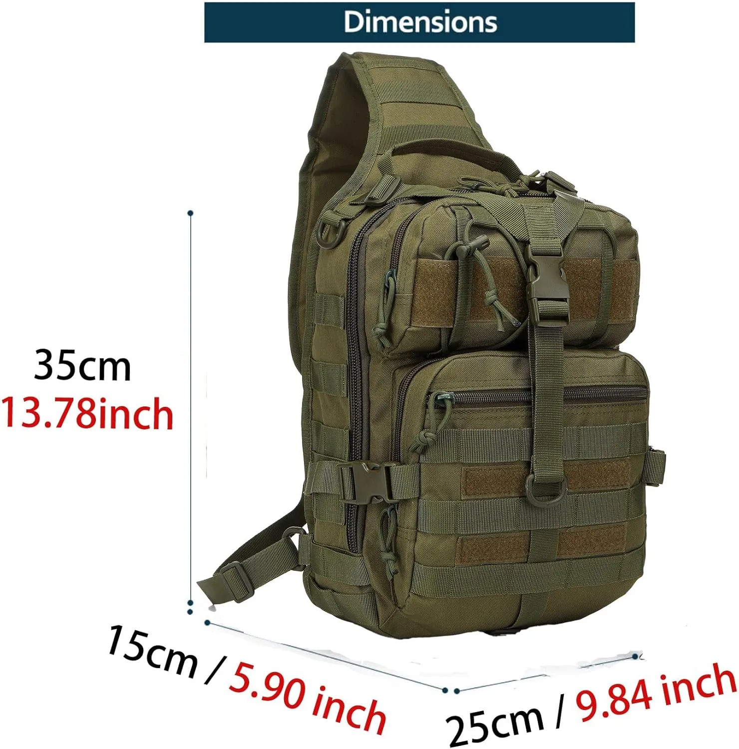 Outdoor Tactical Bag Fishing Military Sport Bag Pack Sling Shoulder Backpack for Every Day Carry (Green)
