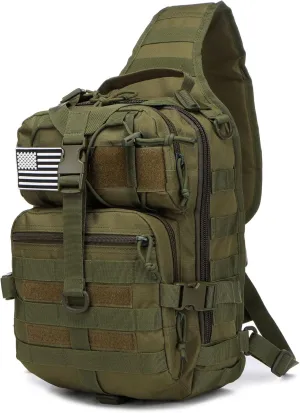 Outdoor Tactical Bag Fishing Military Sport Bag Pack Sling Shoulder Backpack for Every Day Carry (Green)