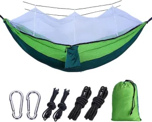 Outdoor Travel Hammock,Double Camping Hammock with Mosquito Net,Sustainable Parachute Hammocks,Ultralight Hammock for Hiking Beach Green 260x140cm