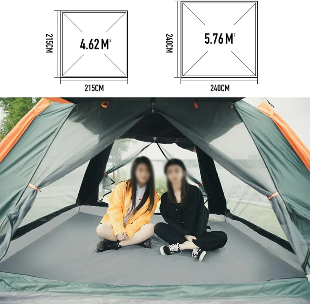 Outdoor Waterproof Camping Tent Instant Pop Up Family Tent, Automatic Portable Beach Dome with Porch Suitable Picnic Backpacking