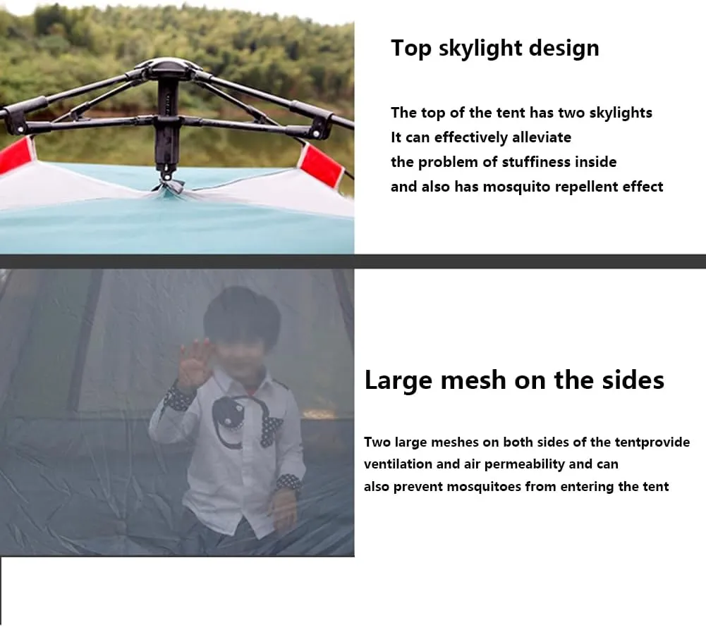 Outdoor Waterproof Camping Tent Instant Pop Up Family Tent, Automatic Portable Beach Dome with Porch Suitable Picnic Backpacking