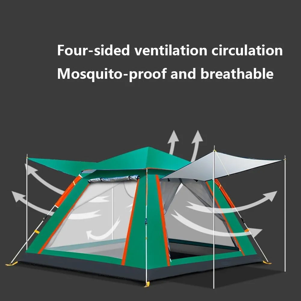 Outdoor Waterproof Camping Tent Instant Pop Up Family Tent, Automatic Portable Beach Dome with Porch Suitable Picnic Backpacking