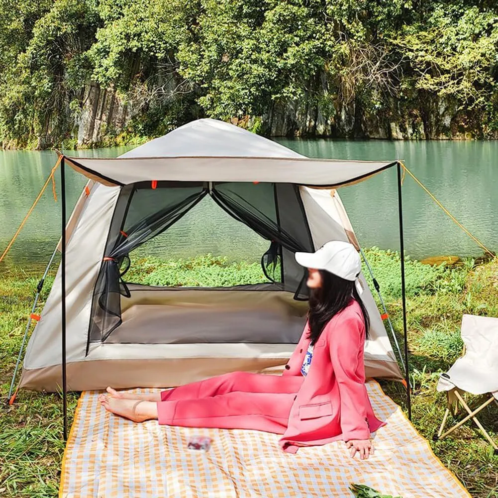Outdoor Waterproof Camping Tent Instant Pop Up Family Tent, Automatic Portable Beach Dome with Porch Suitable Picnic Backpacking