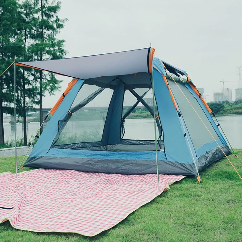 Outdoor Waterproof Camping Tent Instant Pop Up Family Tent, Automatic Portable Beach Dome with Porch Suitable Picnic Backpacking
