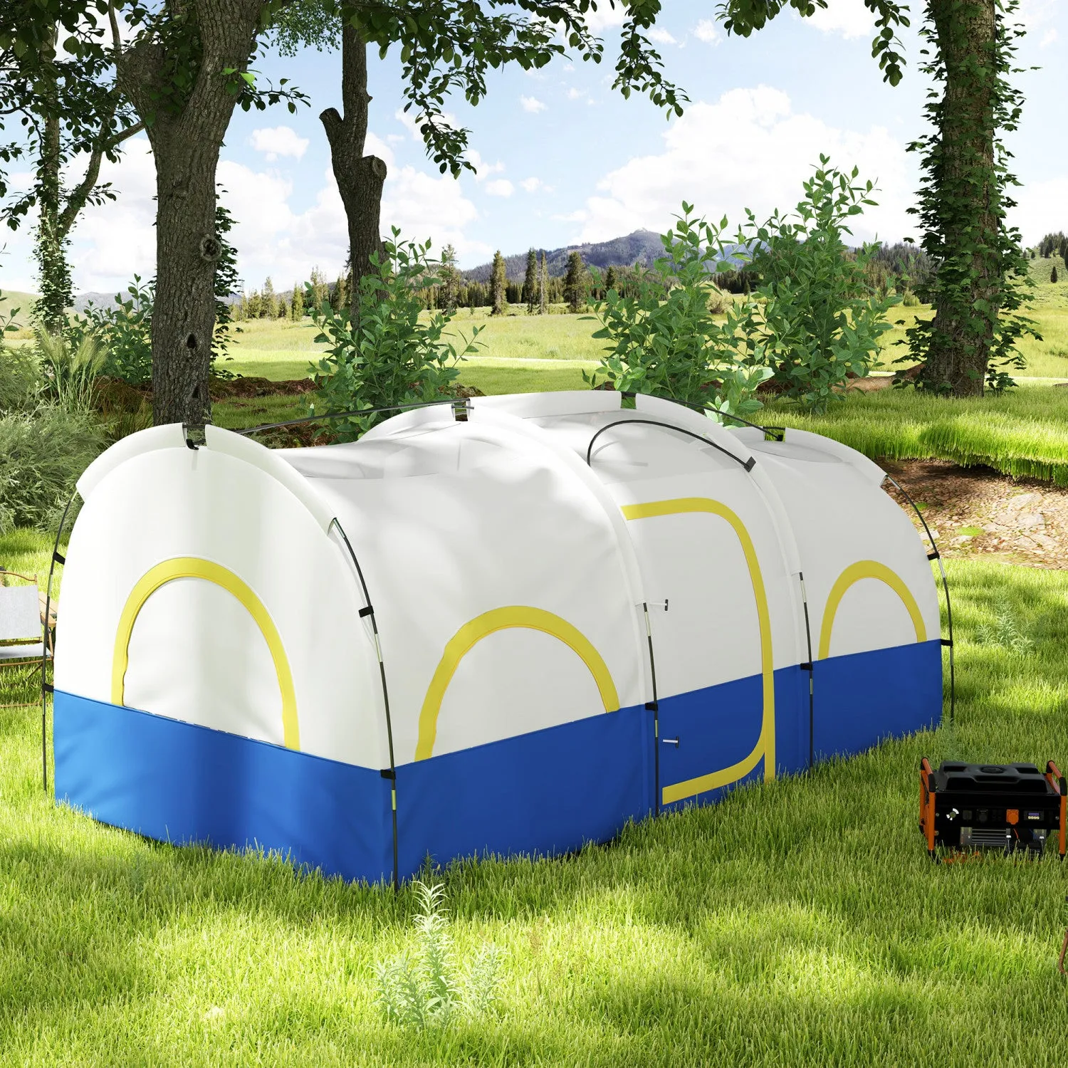 Outsunny 4-6 Person Camping Tent, 3000mm Waterproof And Upf30 , Blue