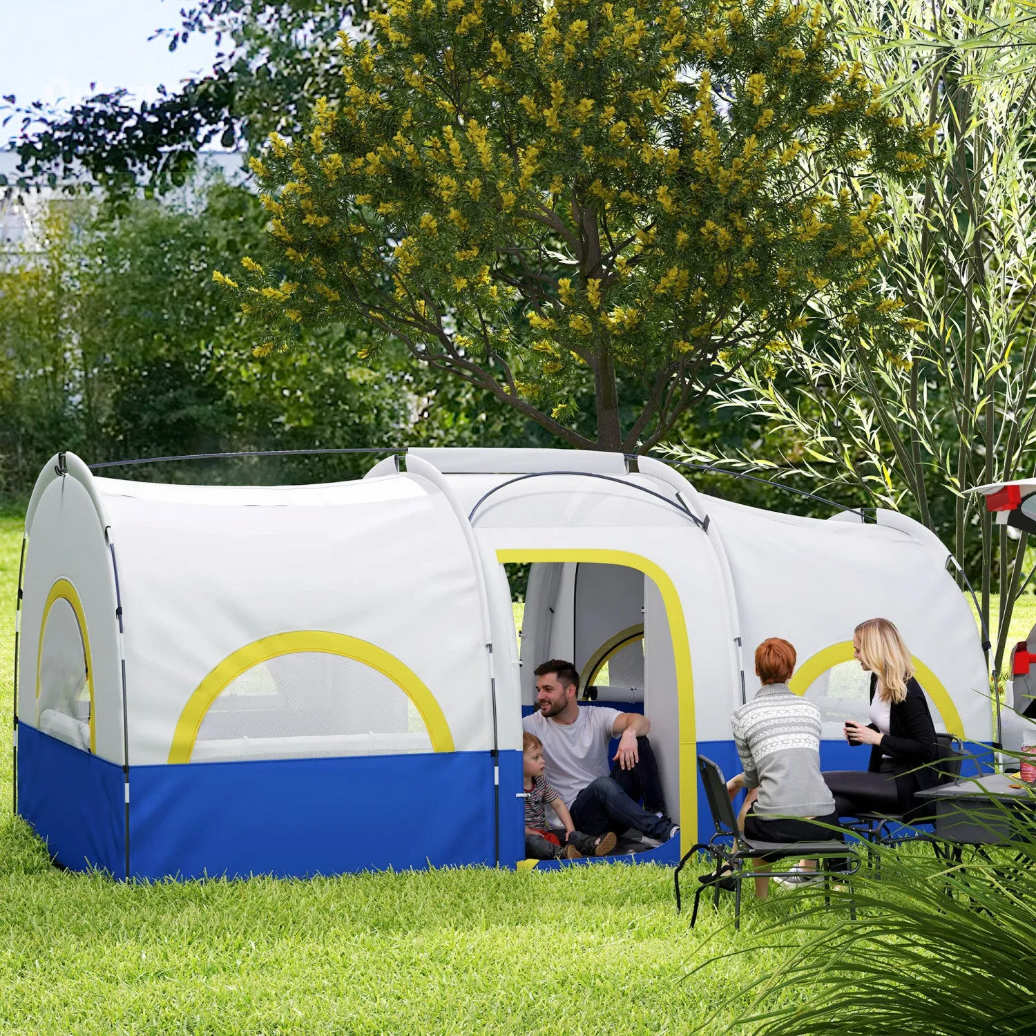 Outsunny 4-6 Person Camping Tent, 3000mm Waterproof And Upf30 , Blue
