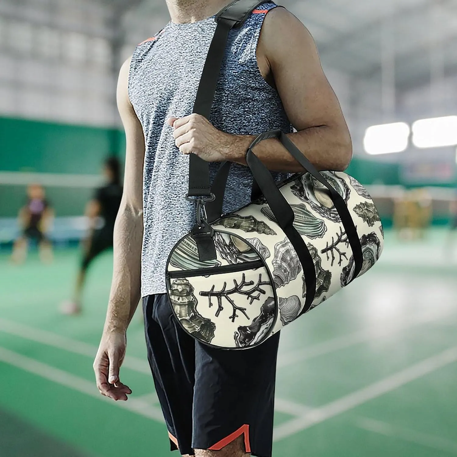 Oysters And Shells Gym Bag Small Travel Duffle Bag with Compartment Carry On Weekender Bag for Women Men