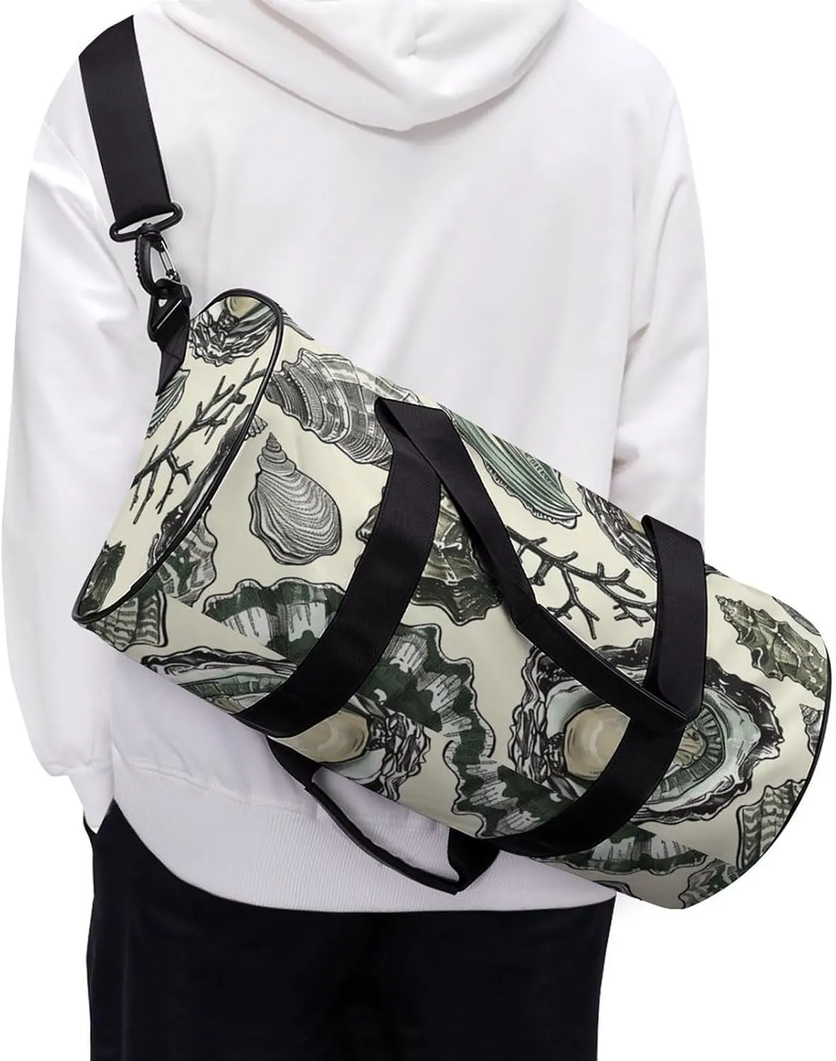 Oysters And Shells Gym Bag Small Travel Duffle Bag with Compartment Carry On Weekender Bag for Women Men