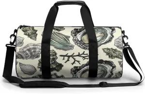 Oysters And Shells Gym Bag Small Travel Duffle Bag with Compartment Carry On Weekender Bag for Women Men