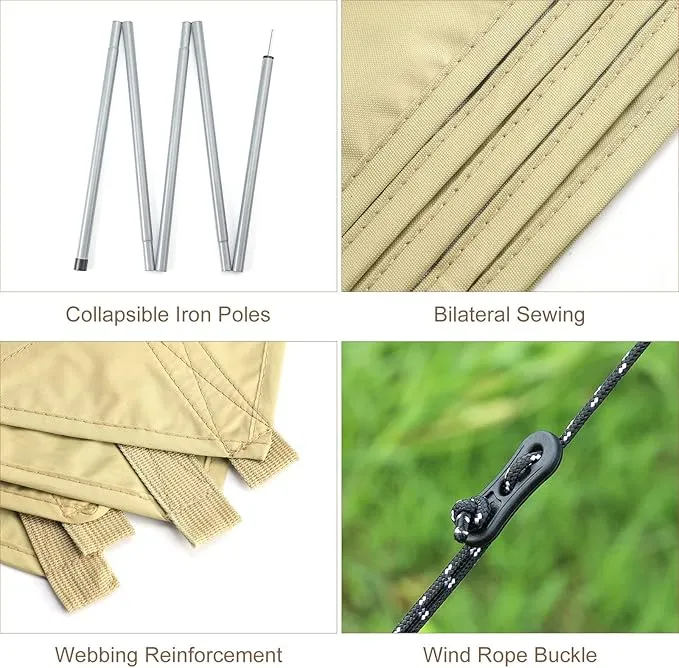 P1ancamp 10×10FT Camping Tarp with 2×6.6FT Poles, Waterproof & Lightweight Tent Tarp, Rain Fly Sun Shelter, 210D Oxford UPF50  Shelter can Used with Car,Tent & Hammock for Picnic, Garden & Outdoor