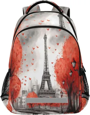 Paris Eiffel Tower Design Waterproof Backpack - Casual Outdoor Sports Daypack with Ergonomic Shoulder Straps#647